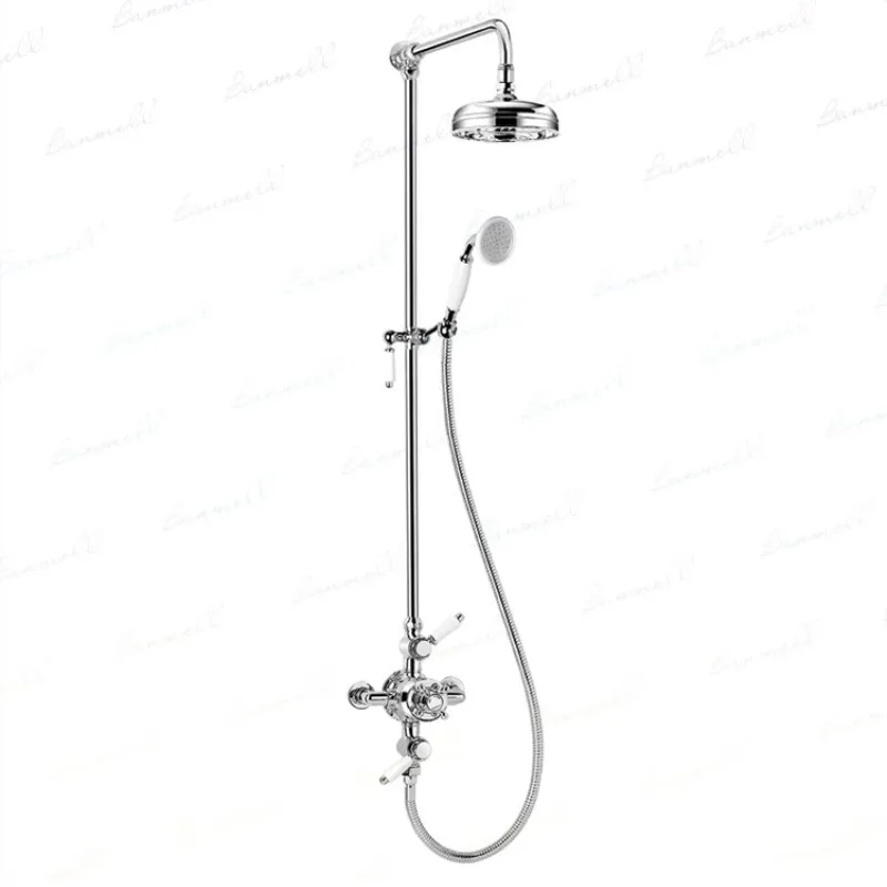 

Bathroom Bathtub Faucet Set Brass Wall Mounted European Style Classical Single Handle Chrome Finished Thermostatic Shower Faucet