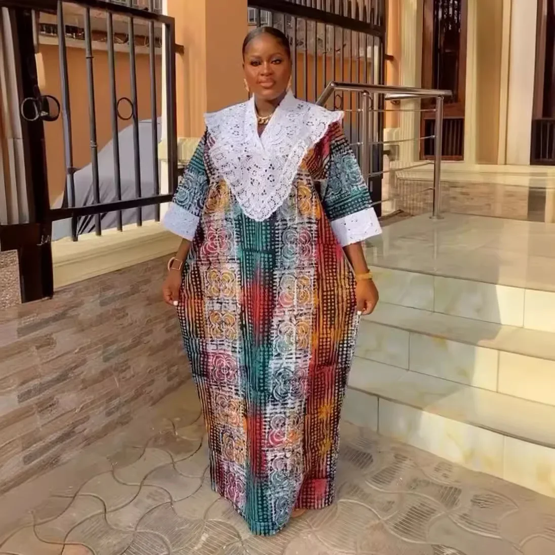 

Muslim Kaftan Maxi Dress 2024 African Dresses for Women Traditional Africa Clothing Dashiki Ankara Lace Outfit Gown Abayas Robe