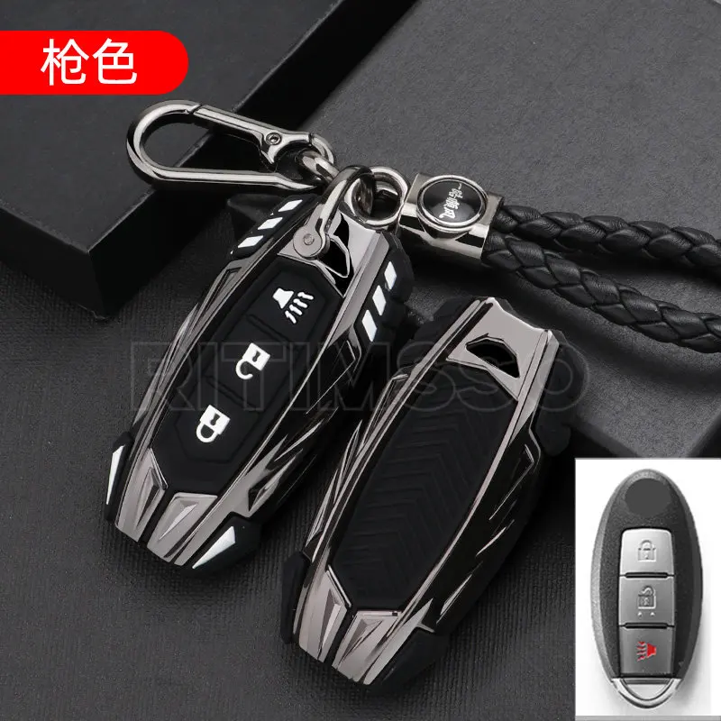 New Alloy+silica Gel Car Key Case Cover Shell Fob for Nissan Qashqai X-Trail T31 T32 Juke J10 J11 Tiida Altima Pathfinder Kicks