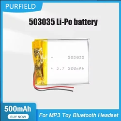 PURFIELD 503035 3.7V 500mAh Long-lasting Rechargeable Polymer Li-ion Battery for DVD Navigation GPS Medical Equipment Coal Miner