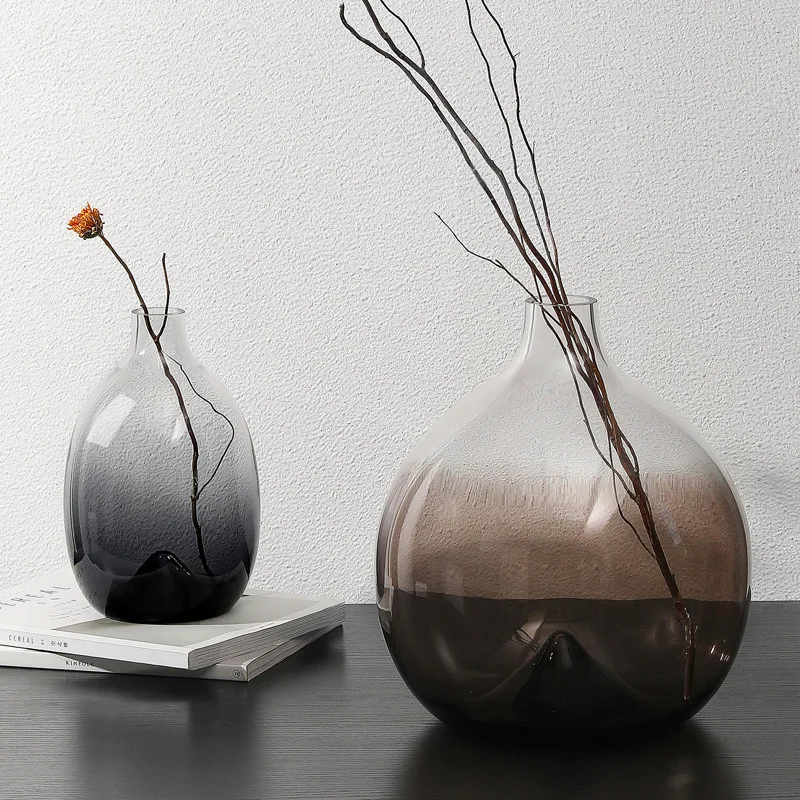 Simple transparent glass hydroponic vase ornaments flower arrangers living room dining table surface creative home floral soft d