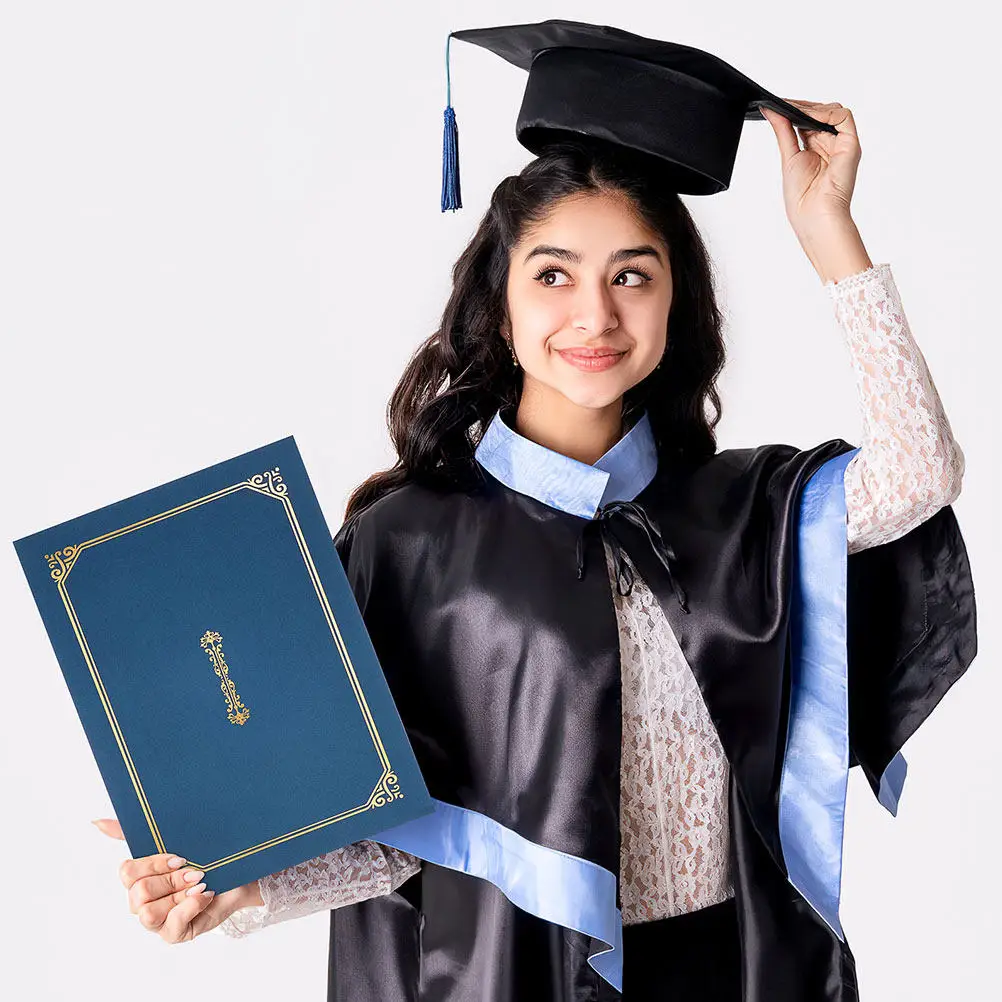 2Pcs Certificate Holder A4 Diploma Folder Gold Stamped Document Protector for High School Diploma Award Certificates Letter Size