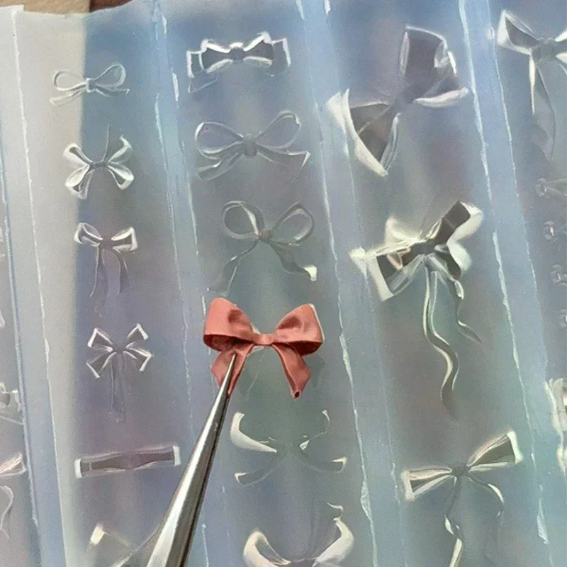 Bowknot Bead Chain Ribbon 3D Silicone Mold Nail Art Decorations DIY Design Silicone Nail Art Mold Template For Nail Charms