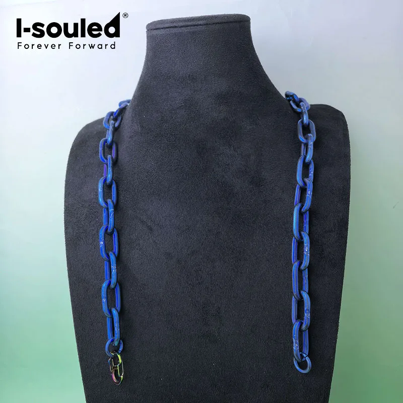 14mm TA1 Pure Titanium anodized blue necklace, hip-hop wild trend, sturdy and durable