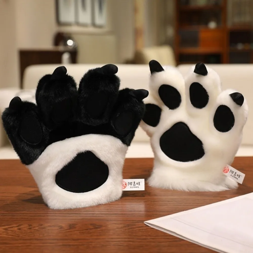 Rękawice imitujące łapy zwierząt, pluszowe rękawice w paski, rękawice imitujące tigry, wyściełane wnętrze, futrzana tekstura, rękawice imitujące łapy niedźwiedzia.