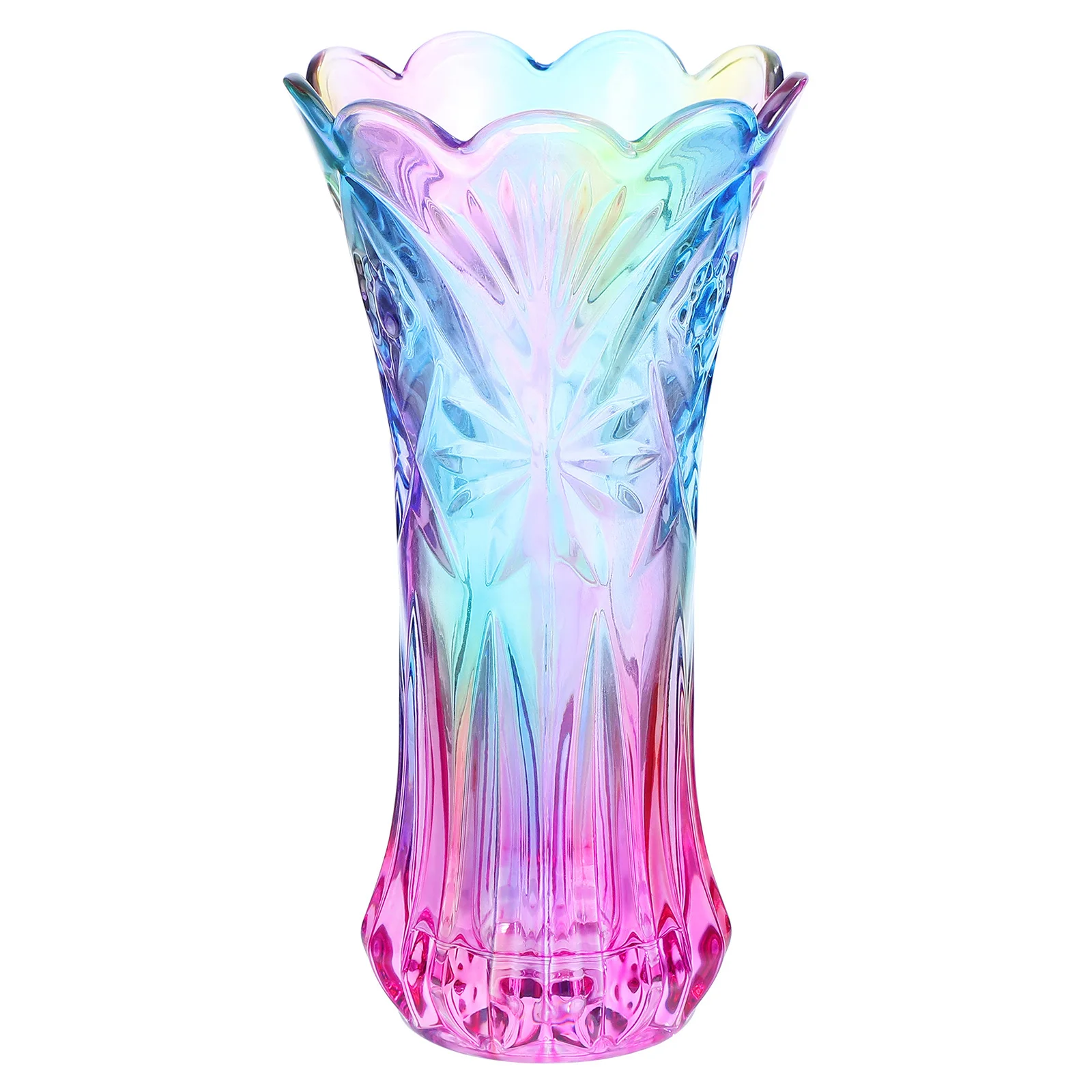 

Fashion Colorful Glass Vase Crystal Transparent Vase for Dining Table Countertop Decorative Flower Plant Jardiniere