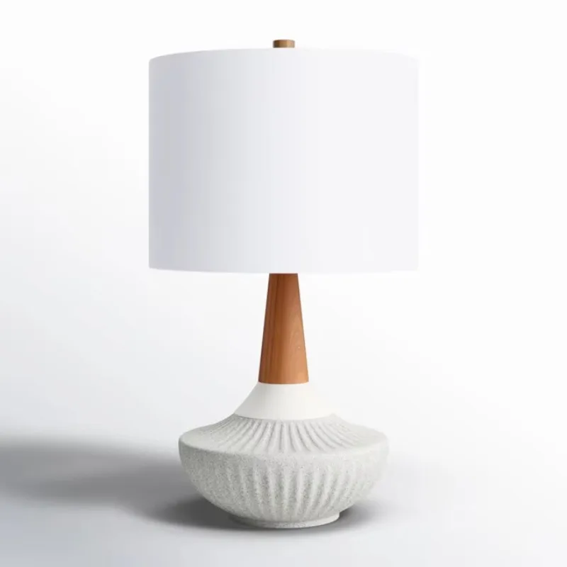Solid wood table lamp with ceramic wood resin table lamp