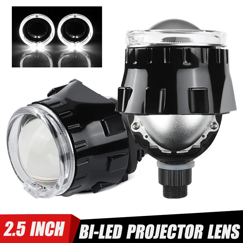 

120W 2.5 inch H4 H7 9005 9006 LED Headlight Lens Angel Eyes Bi-led Projector High Low Beam 30000LM For Car Motorcycle Retrofit