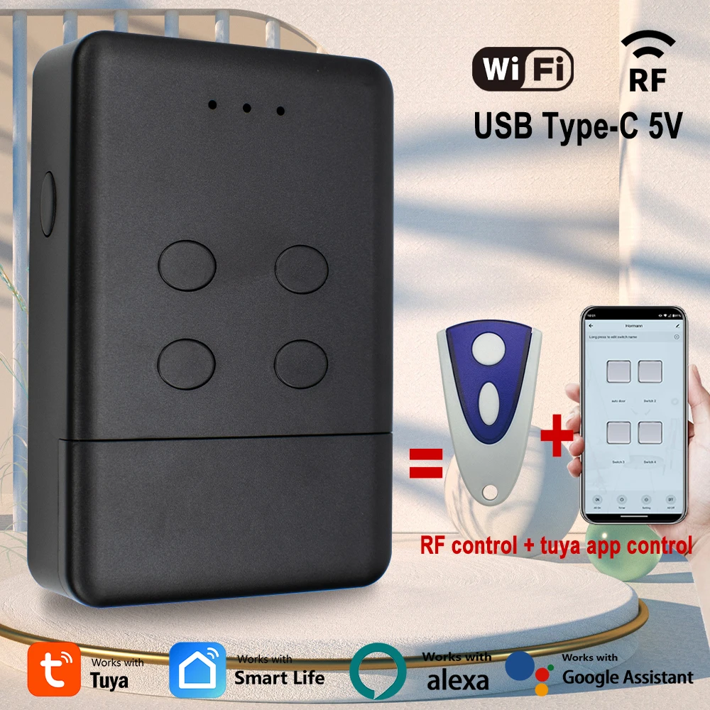 NOVOFERM Wifi Smart Tuya Garage Door Remote Control RF Function Converter for 502 MAX43-2 504 MAX43-4 512 MIX 43-2 Google Home