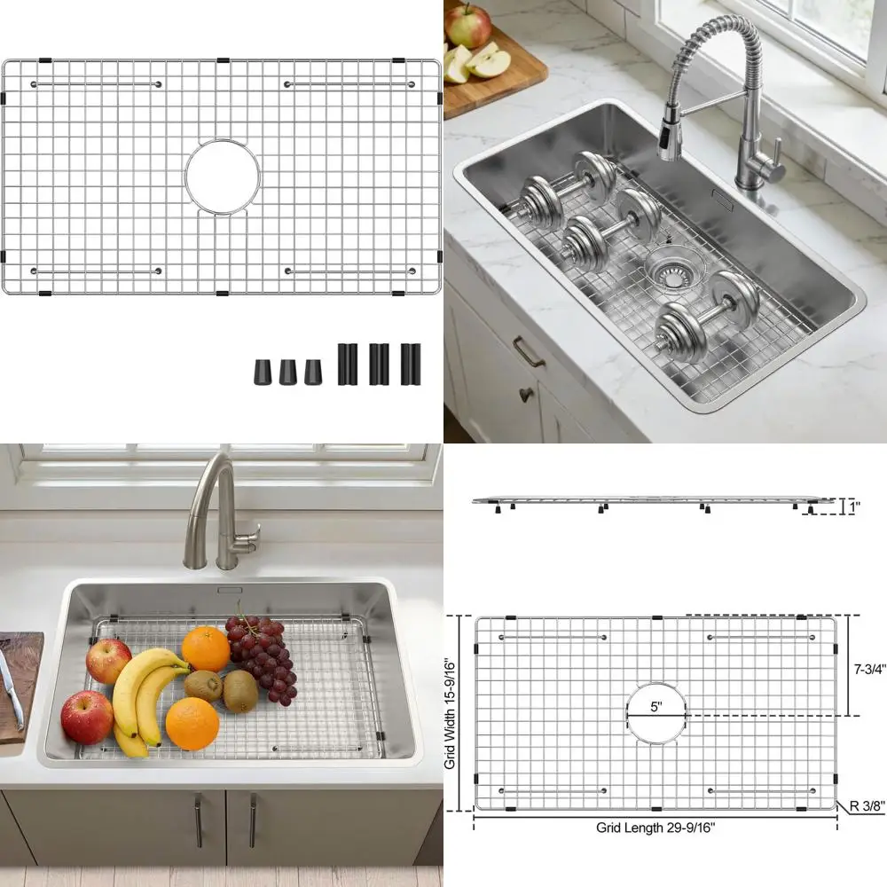 

Донная решетка для раковины 29,5 x 15,625 с центральным сливом и защитой радиусом 0,375 дюйма