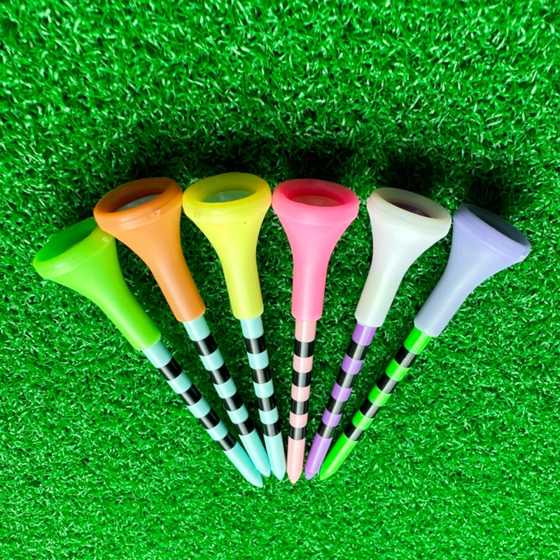 Golf Soft Rubber Base Ball Stud With 70/83mm Two Specifications Plastic Ball TEE With Stripes 6pcs Durable And Hitting Resistant