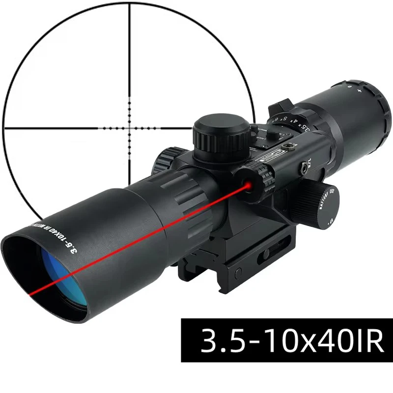 3.5-10x40IR Combo Hunting Illuminated Optic Riflescopes Red Light Reflex Cross Reticle Shooting Sight for 11or20mm Rail Mount