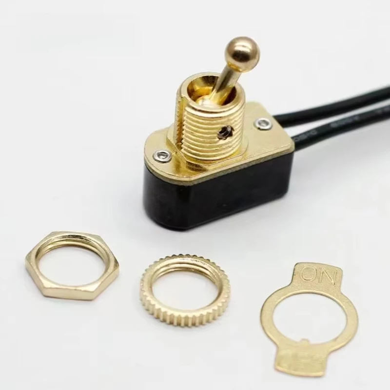 Image 6: 5pcs interrupteur à bascule plaqué or 3A250V trou de 12mm ON OFF 2 positions 2 fils avec câble
