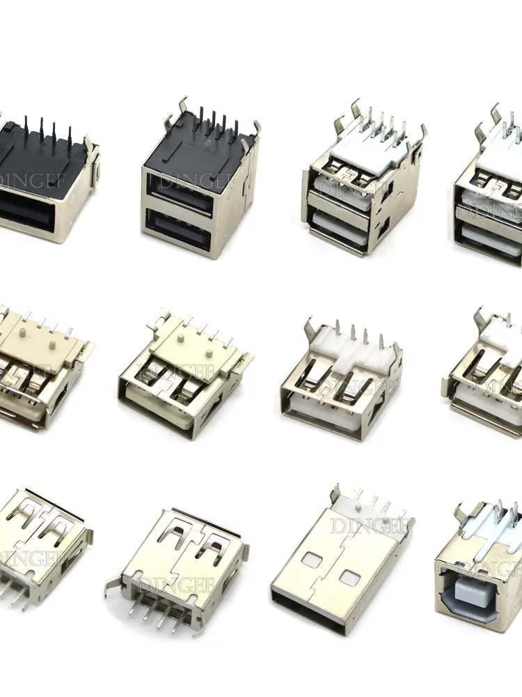 Connecteur de prises à souder USB Type A, Port Standard femelle, prise PCB USB-A type USB-B, 5 pièces