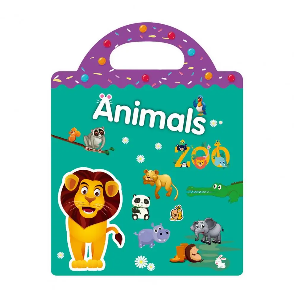 1 Set Cartoon Sticker Book Beautiful Multiple Scenarios Cartoon Children Sticker Book Reusable Kid Sticker Book