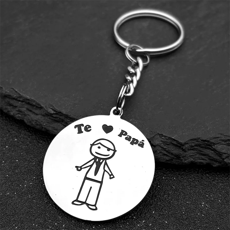 

Te Papa I Love U Dad Father Keyring For Women Men Stainless Steel Silver Color Family Heart Keyholder Jewelry Father'S Day Gift