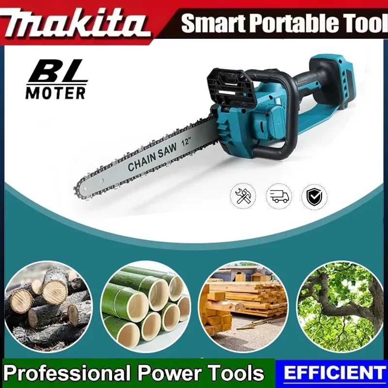 Makita 600W Handheld Brushless Woodworking Chainsaw Power Tool 12-inch Cordless Blue Electric Chainsaw For Makita 18/20V Battery