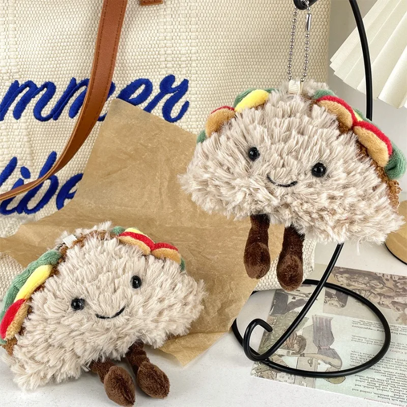 

Пушистый мягкий брелок с имитацией сэндвича, игрушки, милый брелок для тостов, хлеба, кулон, детская сумка, подвески, кукла-декора, подарок на день рождения