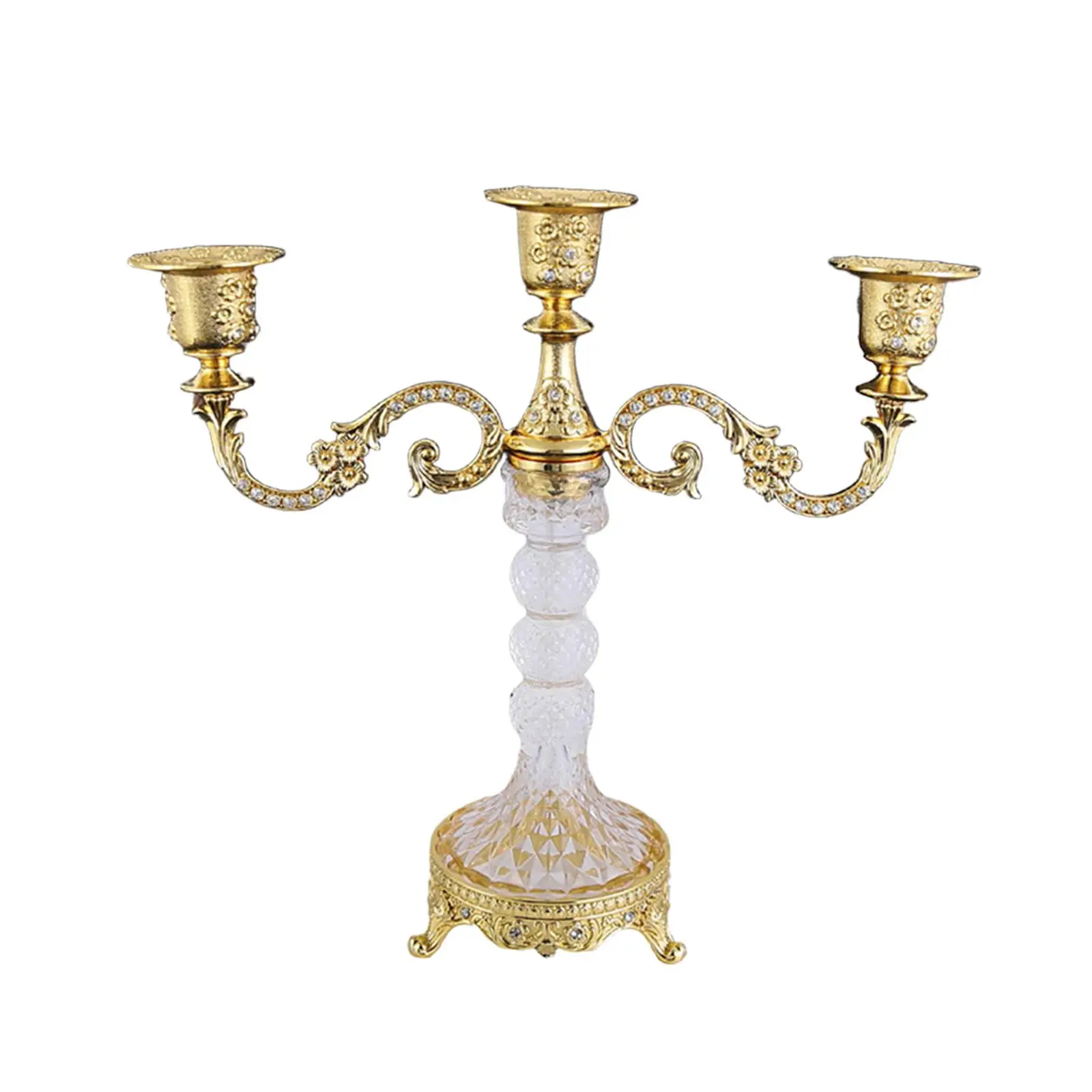 3 Arms Taper Candles Holder Table Centerpiece Fashion Photography Prop Candelabra for Holiday Bedroom Dinner Home Decoration