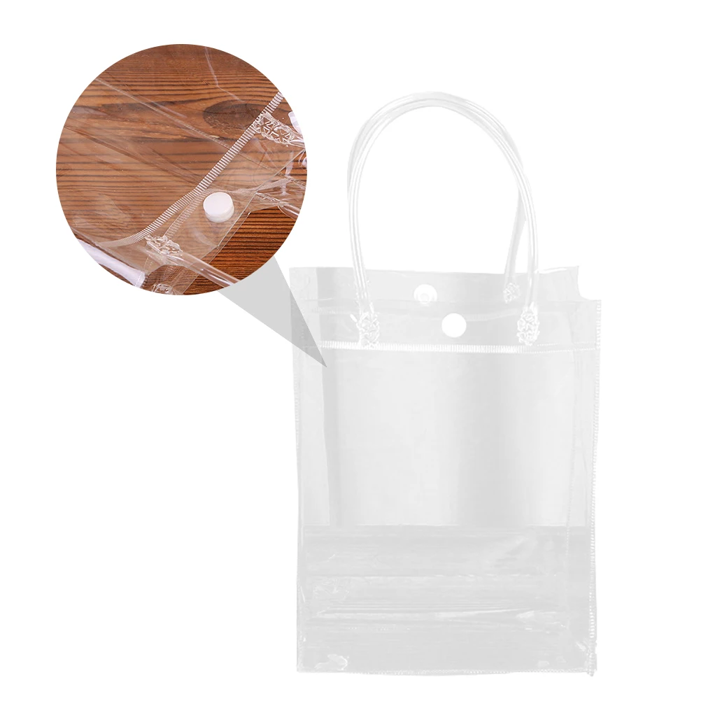 

10 Pcs Transparent PVC Practical Container Durable Tote Simple Design Women Gift Storage Bag Packaging Takeout H bags