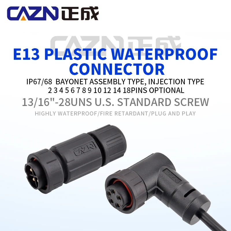 IP67/IP68 Waterproof E13 Male And Female Connector Bayonet Type 2-18 pins Overmolded Docking Plug