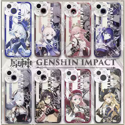 Cartoon Genshin Impact Phone Case For Samsung Galaxy S25 S24 S23 S22 Ultra Plus S23FE S24FE A55 A35 A15 A16 5G Clear Soft Casing