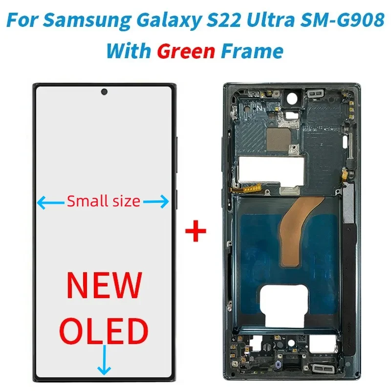 Super OLED S22 Ultra Display+Touch Screen Digitizer For Samsung Galaxy S22 Ultra 5G LCD S908 S908B S908U With Frame Replacement