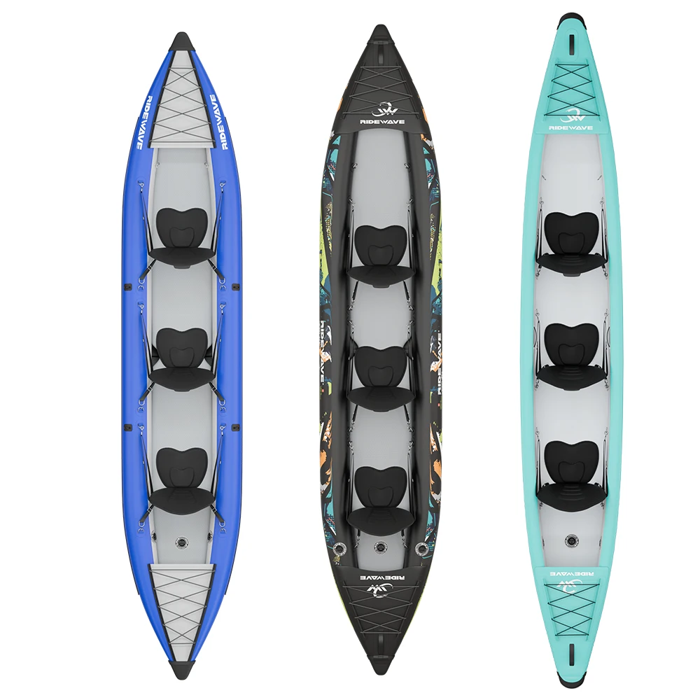 

Wholesale Large PVC Customized Family Trip Rental High Load Capacity Stable Base 3 Person Professional Foldable Kayakpromote sal