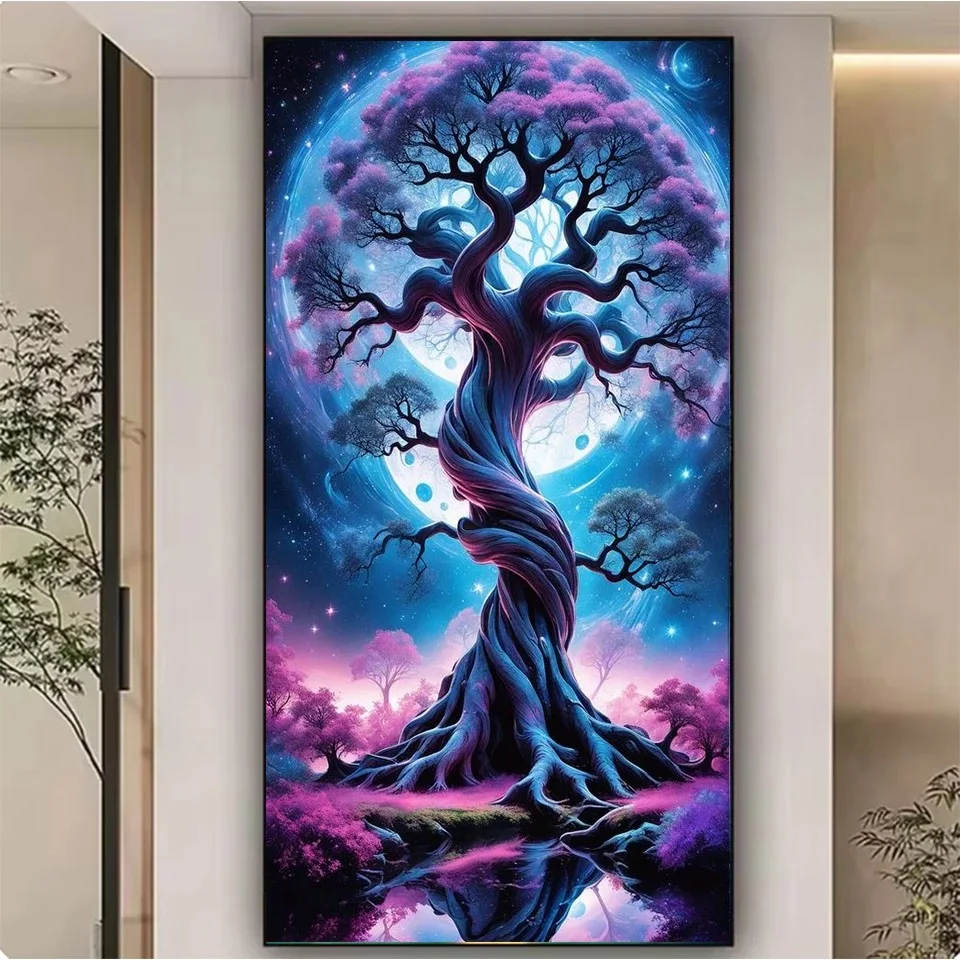 2025 New 5D Diamond Painting Kits Large Size Life Of Tree Full Rhinestone Drill Moon Landscape Diamond Mosaic Embroidery Picture