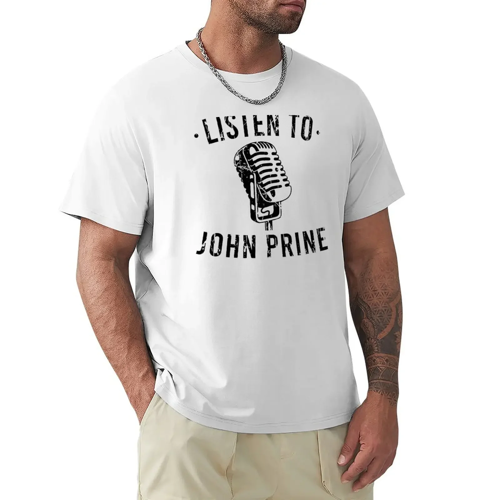 Listen to john Prine 2 T-shirt aesthetic clothes vintage quick drying Blouse Men's cotton t-shirt