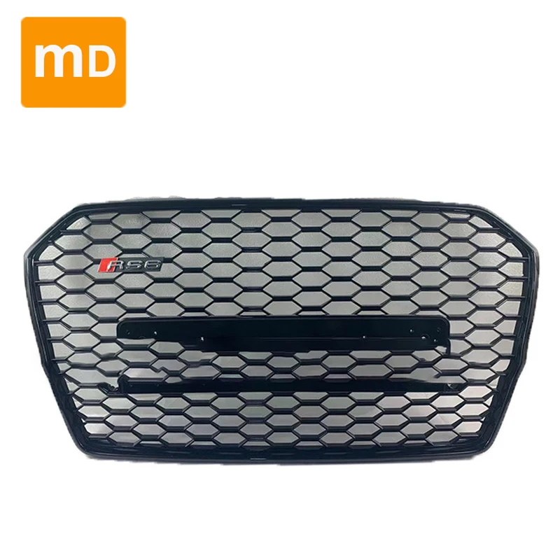 Glossy Black Honeycomb Radiator Grilles For 2016-2018 Audi A6 Modification RS6 Bumpers Body Kit Car Accessories Guard