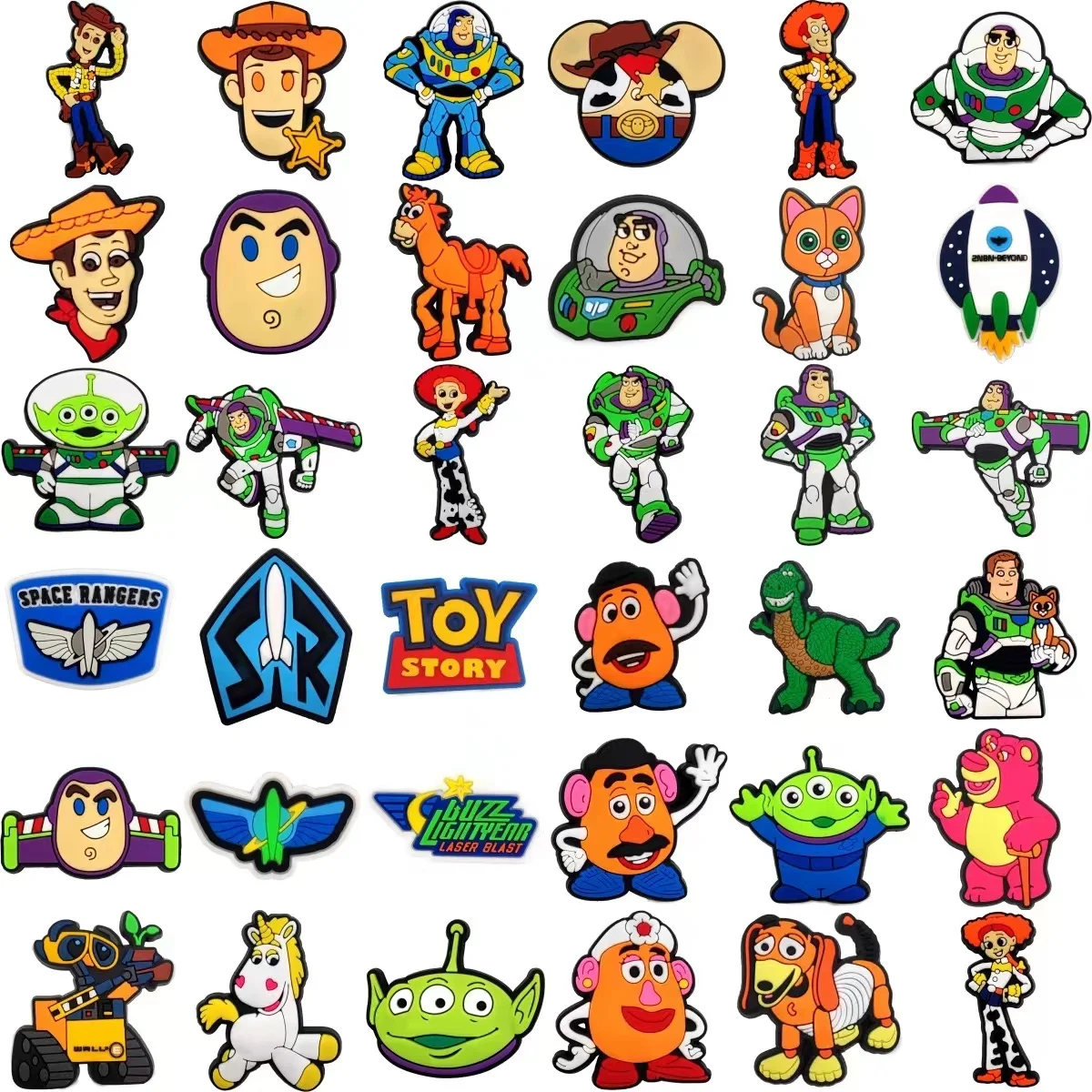 31-36 pièces Disney Toy Story chaussure charme mélange en gros PVC décoration Cool boucle FitSandal chaussure détachable imperméable à l'eau au cadeau de noël