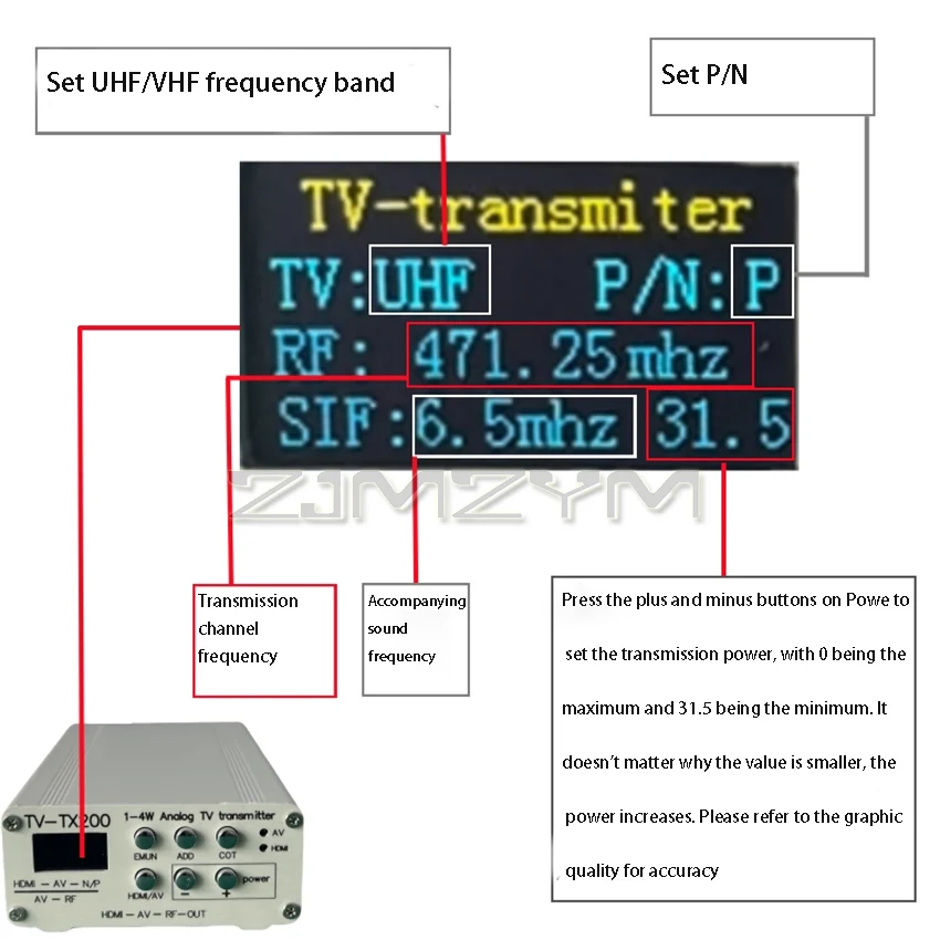 TV-TX200 Domowy nadajnik sygnału telewizji analogowej Antena prętowa RF Telewizja analogowa Bezprzewodowa telewizja czarno-biała — zdjęcie produktu 2
