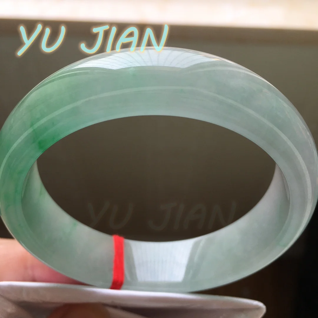 New Ice Glutinous Floating Green Flower Natural Jadeite Refined Fashion Superior Quality Bangle Jade Bracelet Handring Jewelry