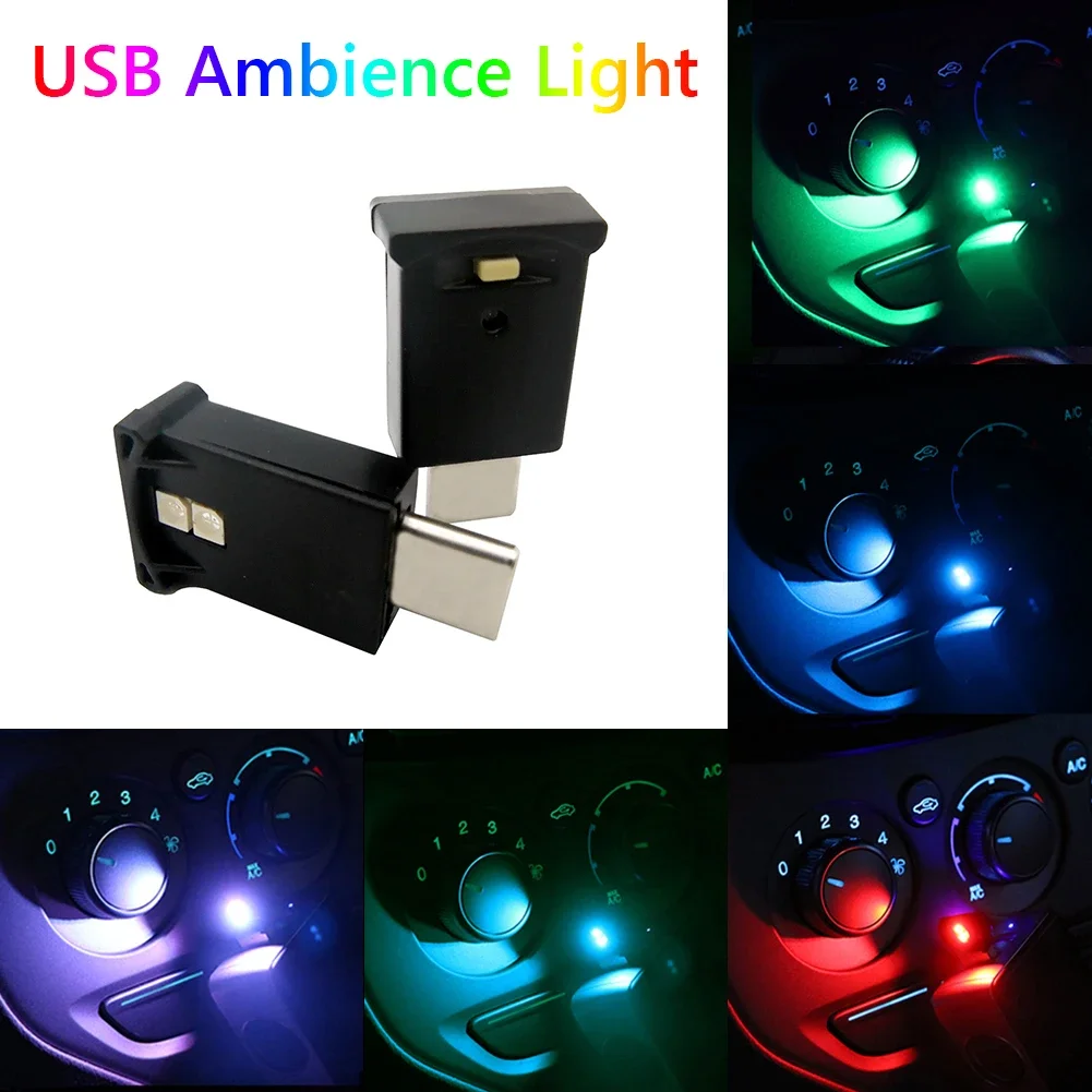 USB-C Colorful Atmosphere Decoration Light High Brightness Type-C LED Interior Light Mini Colorful Light for Tesla Model S 3 X Y