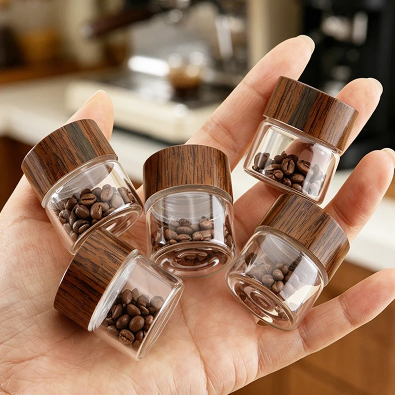 High Borosilicate Glass With Lids Storage Tank Acacia Wood Miscellaneous Grain Sealed Can Storage Pots Split Bottle Spice Jars