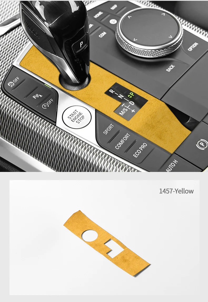 Aus Alcantara Gefertigter Schalthebel-Panelrahmen-Aufkleber für BMW G20 G22 G07 F44 I4 G29 X3 G01 X5 G05 G06, Auto-Innenausstattung Zubehör – Detail 11