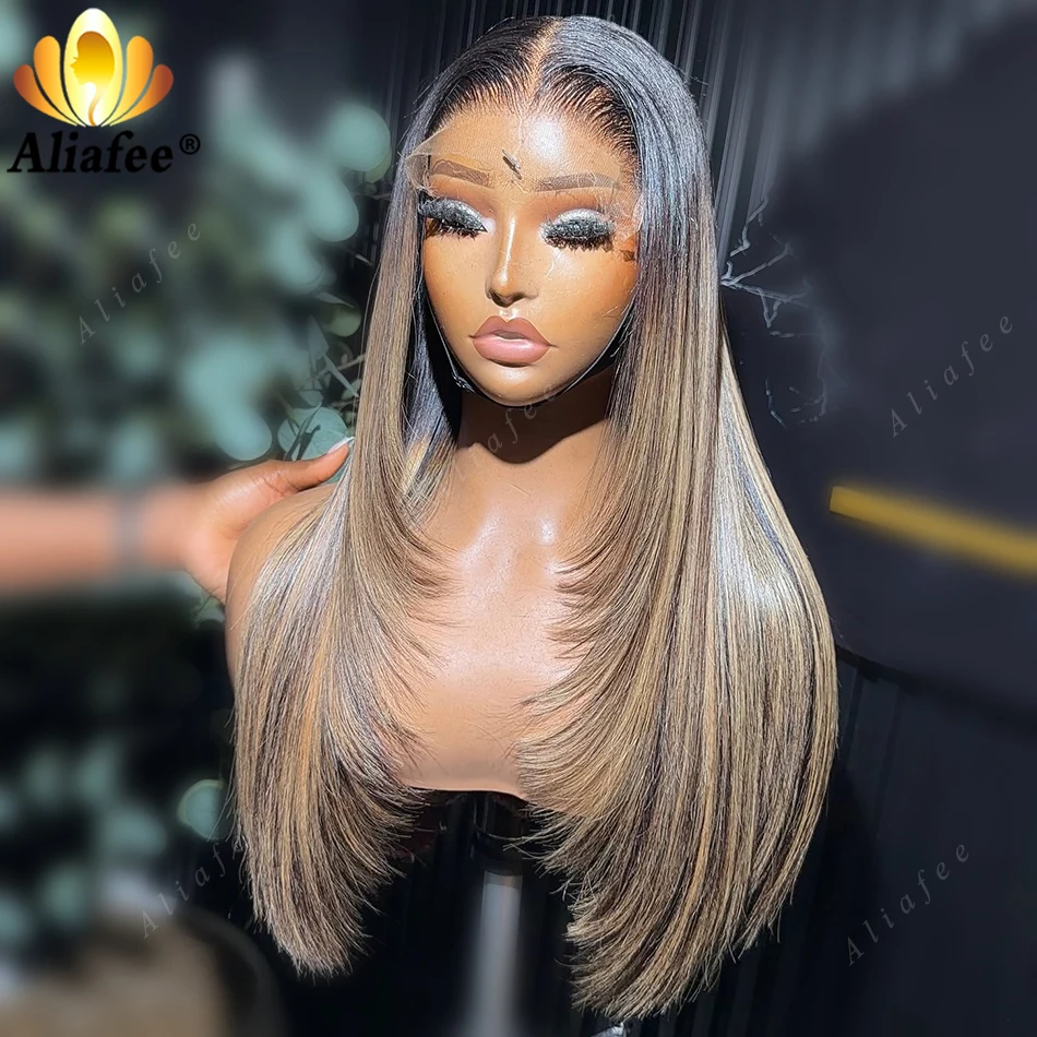 Hd 13x6 Lace Frontal Wig Blonde Highlights Pre Plucked with Baby hair Transparent Lace Heat Friendly Highlighted Pre Cut Wigs