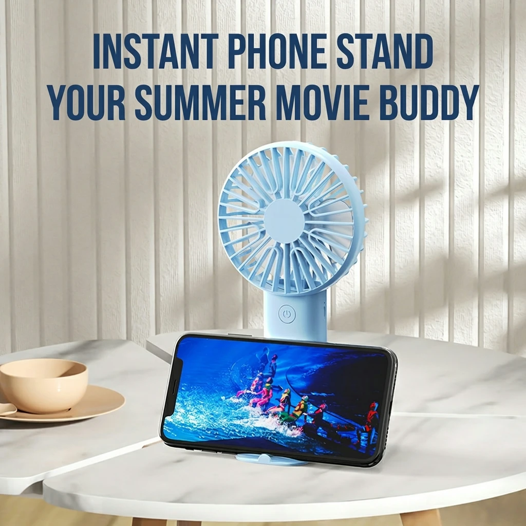 

Mini Handheld Fan with Phone Stand Portable USB Desk Fan 3 Speeds Quiet Small Personal Fan for Office Travel Outdoor Summer Gift
