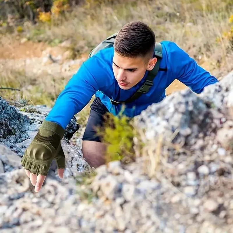 Guantes tácticos de entrenamiento para hombre y mujer, accesorios sin dedos para carreras, pesca, ciclismo, Mtb, motociclista, tiro, gimnasio, Montañismo