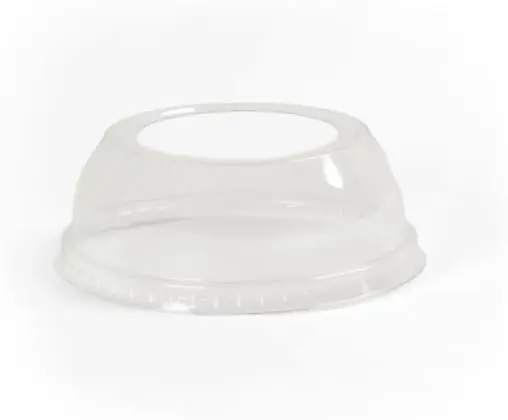 

Plastic Dome Lid with Hole - Disposable Food Safe Dome Lid [2" Hole, 200 Pack] Recyclable, Perfect for Iced Coffee, Milk