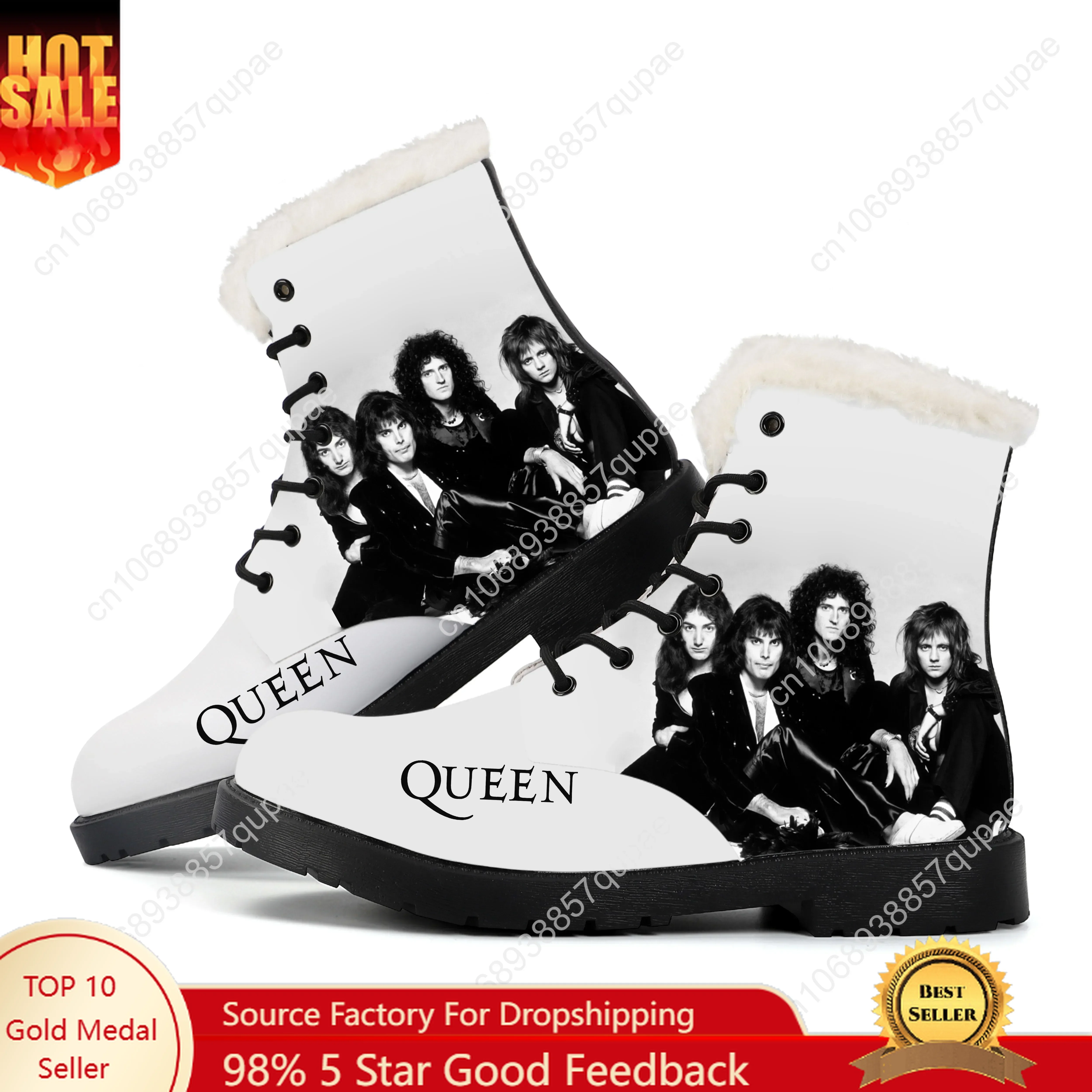 

Queen Rock Band Plush Boots Fashion Music Mens Womens Teenager Shoes Casual Boot Light High Quality Couple Customize Shoe