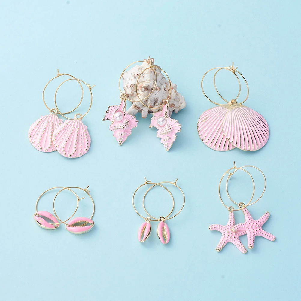 

24Pcs DIY Ear Jewelry Accessories Loop Earring Pendants Sea Style Alloy Shell Charms Earrings Findings Decoration Supplies
