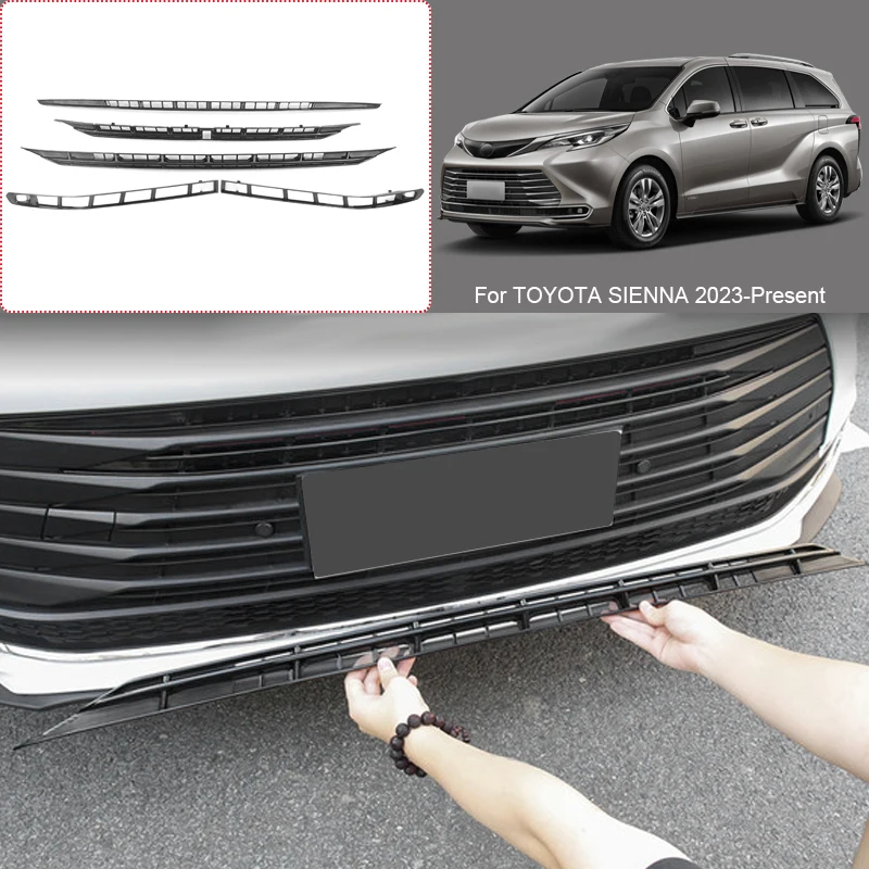 Replacement Front Upper Lower Grille  Buckle Insect Proof Net For Toyota SIENNA 2023-2027Front Bumper Center Intake Grille Cover