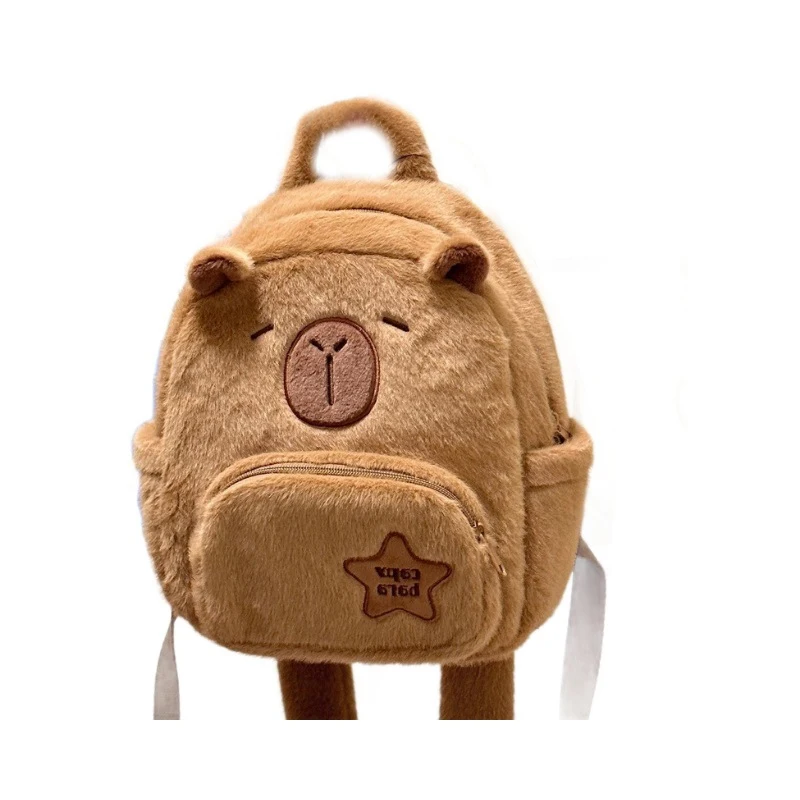 كابيبارا حقيبة ظهر قطيفة Kawaii موضة بلوشي دمية الفراء حقيبة الأطفال حقيبة كتف حقيبة صغيرة حقائب هدايا لصديقتك #6