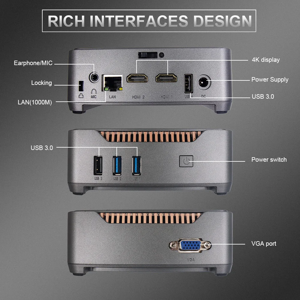 Imagem -04 - Pro Mini pc Intel 12th Gen Alderlake N5105 Ddr4 8gb 256gb Dual Hdmi Vga 4k Display Output Novo Gk3v