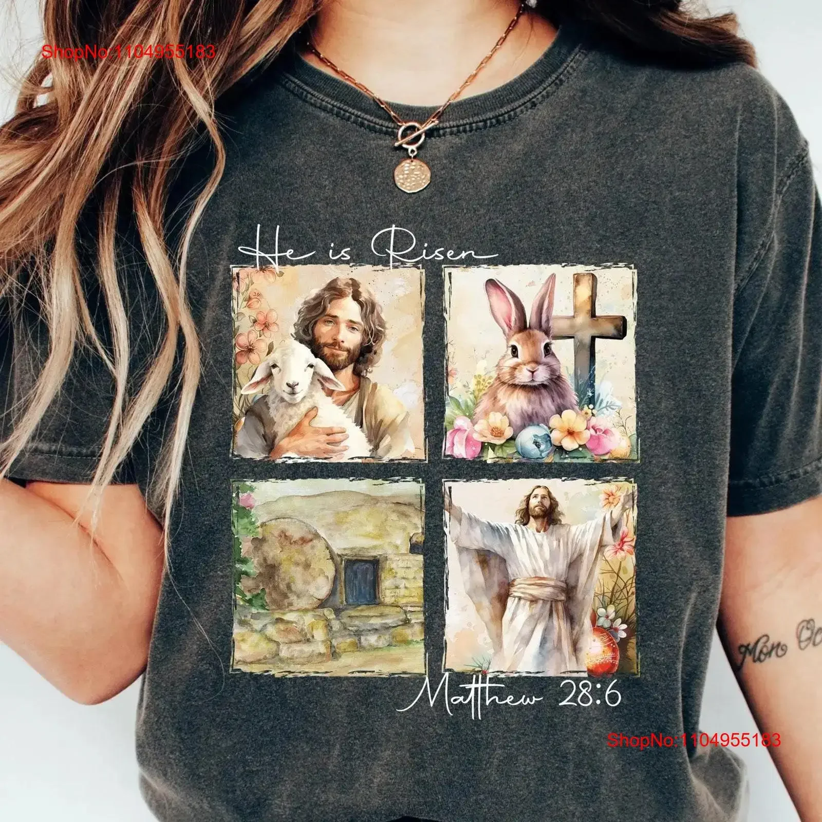 كريستيان يسوع هو صعود تي شيرت المرأة الكتاب المقدس الآية الملابس الزي الأزهار الدينية خمر غسلها لينة عادية قليلا #1