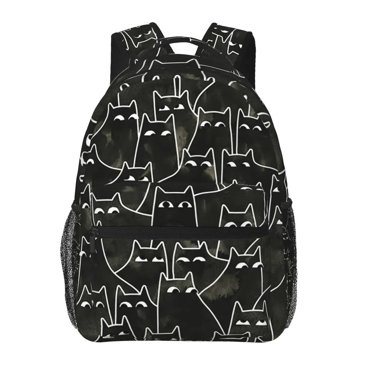 

Cartoon Black Cat Pattern Student Backpack School Bag Hiking Travel Daypack for Men Women Fashion Bookbag Shoulder Bags