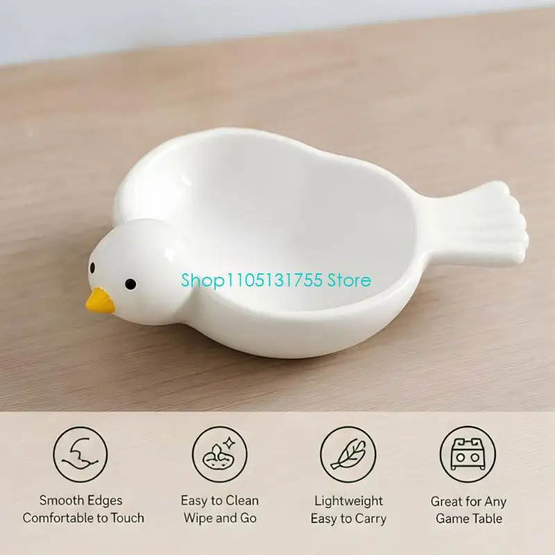 K0EF Coffee Table Mahjong Tray Bird Shaped Ceramic Dish, Two Tray Accessory Rest with Shallow Bowl Form for Roll Return Use and