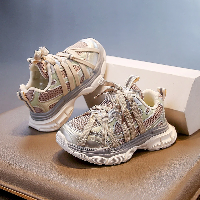 

Весенне-осенние детские школьные массивные кроссовки, модные детские баскетбольные кроссовки для девочек, универсальные сетчатые кроссовки для мальчиков, дышащие